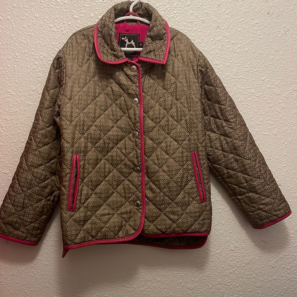 Coach signature print quilted coat size small for girls